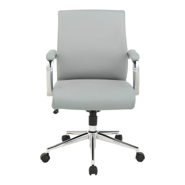 OSP Home Furnishings Mid Back Ergonomic Office Chair with Antimicrobial Fabric Chrome Arms and Lumbar Support Steel 920351C-R112
