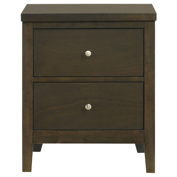 English Elm Clement Dark Cocoa Two-Drawer Nightstand with Brushed Nickel Hardware, Sturdy Wood, Versatile Style (26.25"H) B062P375568