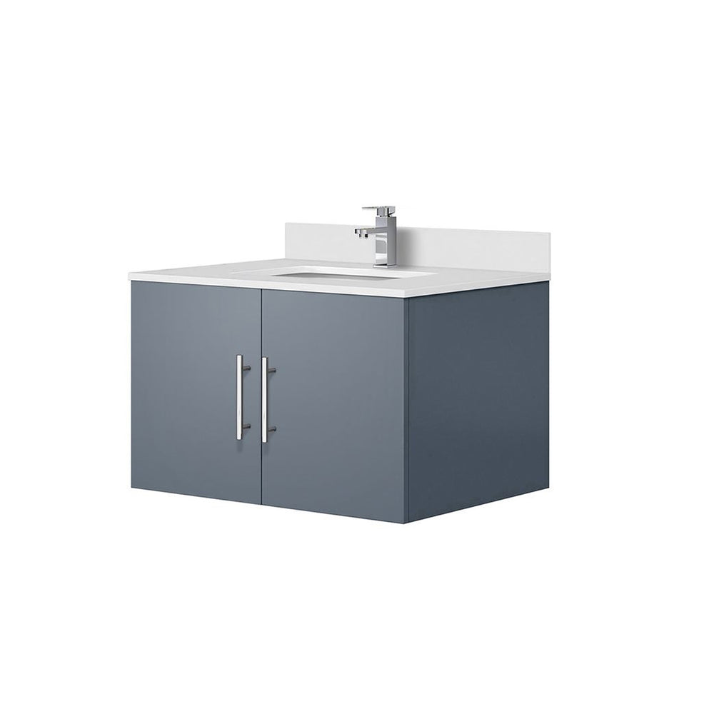 English Elm Dark Grey 30 in Bath Vanity with White Quartz Top, Soft-Close Storage & Chrome Faucet Set Deluxe B2731P258574