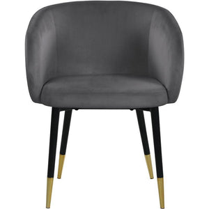 English Elm 1pc Velvet Barrel Back Accent Chair Gold Nailhead Trim Glamorous Curved Seat Gray B011P496764