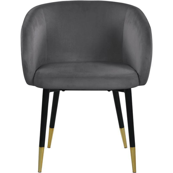English Elm 1pc Velvet Barrel Back Accent Chair Gold Nailhead Trim Glamorous Curved Seat Gray B011P496764