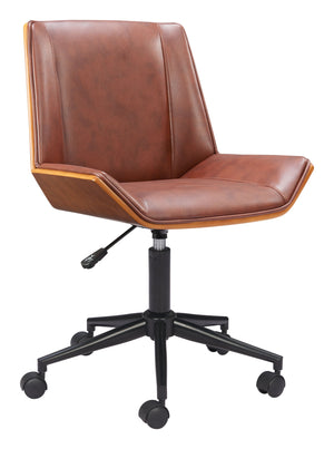 Zuo Modern Maker Office Chair - Stylish Modern Design With High-quality Vinyl, Plywood, And Steel Construction Brown 100% Polyurethane,Plywood,Steel 110567-zuo-modern