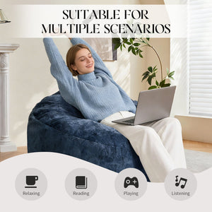 English Elm Ultra-comfort Oversized Bean Bag Floor Chair with Foam Bead Fill for Gaming Reading Lounge Blue W3737P459107