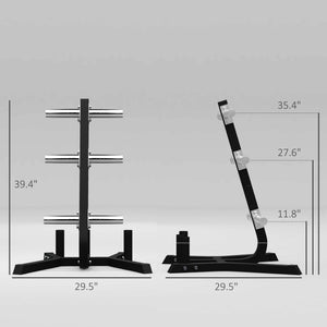 English Elm Soozier Olympic Weight Tree with Six Plate Posts Three Bar Holders Steel Frame Gym Black W2225P217795