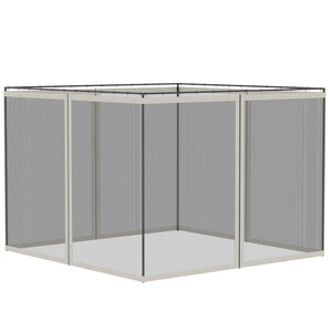 English Elm Outsunny 10' X 10' Replacement Mesh Sidewall Panels With Zippers For Gazebos, Easy Installation, White W2225P217254-GIGA