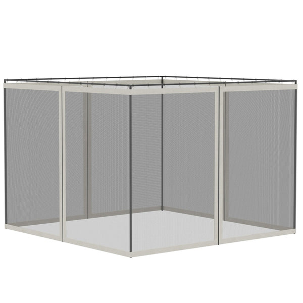 English Elm Outsunny 10' X 10' Replacement Mesh Sidewall Panels With Zippers For Gazebos, Easy Installation, White W2225P217254-GIGA