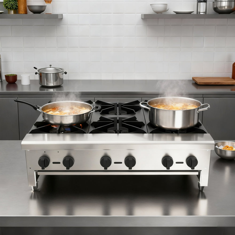 English Elm Commercial Six Burner Countertop Gas Range Stainless Steel 168000 Btu Kitchen W5057P394272