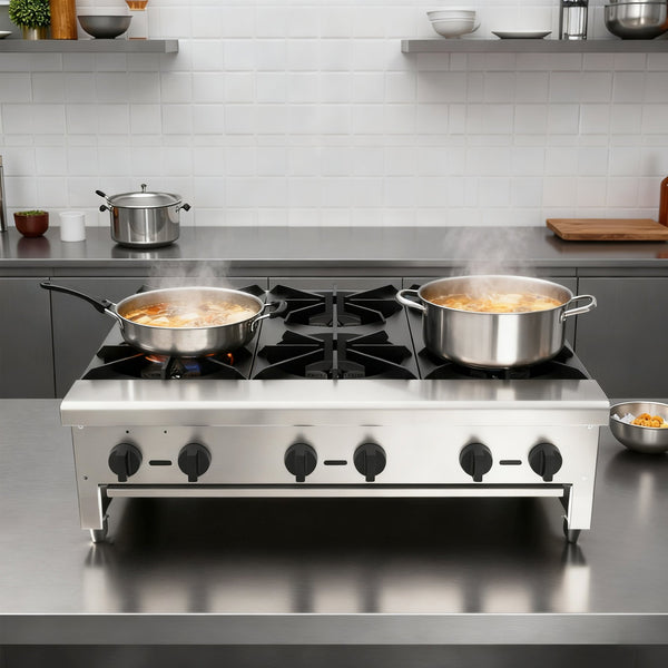 English Elm Commercial Six Burner Countertop Gas Range Stainless Steel 168000 Btu Kitchen W5057P394272