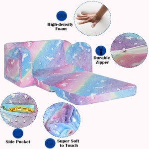 English Elm Compression Kids Sofa Pink Convertible 2-in-1 Foldable Lounger Sleeper Compact Soft Foam Seat for Small Rooms, Restores Shape in 72 Hours W1183P229937