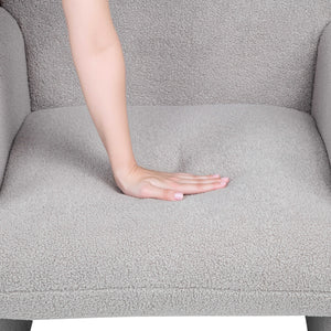 English Elm Stylish Teddy Fleece Single Sofa Chair with Arms and Pillow, Cozy Accent Armchair for Living Room Gray 30 L x 24.75 W x 24 H W1716P196466