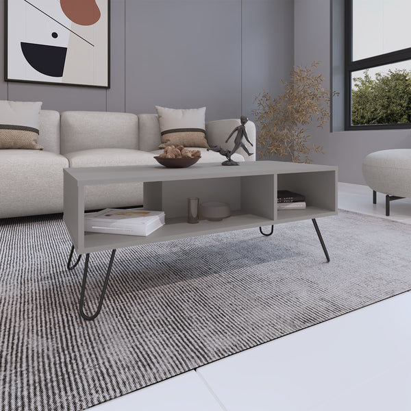 English Elm Coffee Modern engineered wood coffee table with one shelf, sturdy legs, compact storage solution, eco-friendly compliant White 45.67 L x 22.83 W x 3.94 H B097P250888