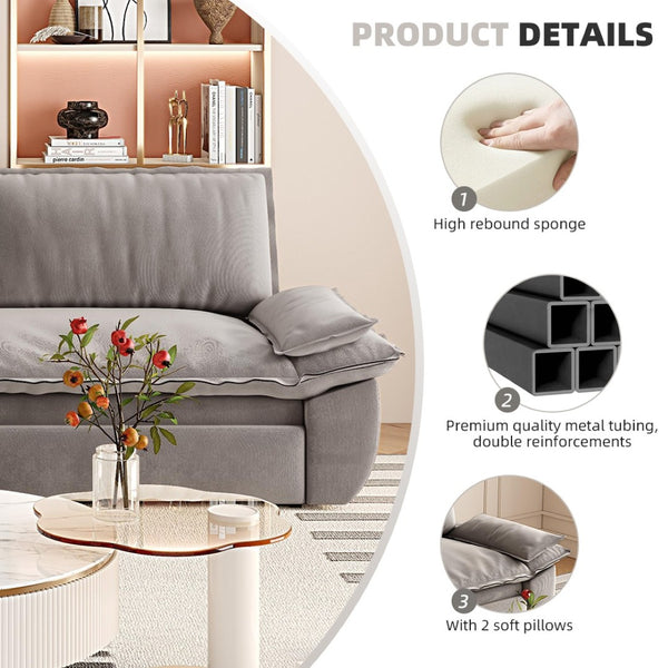 English Elm 73.2" Queen Sleeper Sofa Convertible Corduroy Loveseat for Guest Room or Living Space Grey W1885S00330