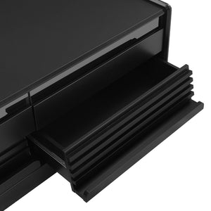 English Elm U-Can Vintage-Inspired Rectangle Coffee Table With 4 Drawers & 2 Shelves, Stylish Glass Accents N724P286421B-GIGA