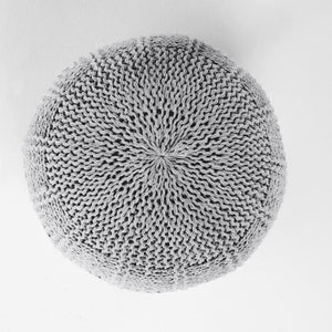 English Elm Yuny Chunky Knit Cotton Round Pouf Footrest for Living Room Bedroom Reading Nook 60493.00GRY