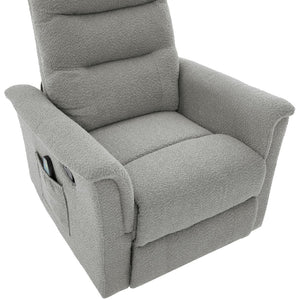 English Elm Manual Recliner Swivel Rocker Boucle Chair with 8-point Massage for Nursery or Living Room Grey N763P363763E