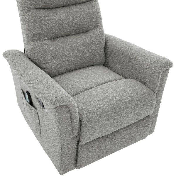 English Elm Manual Recliner Swivel Rocker Boucle Chair with 8-point Massage for Nursery or Living Room Grey N763P363763E