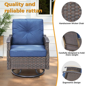 English Elm Outdoor Wicker Swivel Glider Chair Set Pe Woven Steel Frame Patio Seating Pair T3773P419699