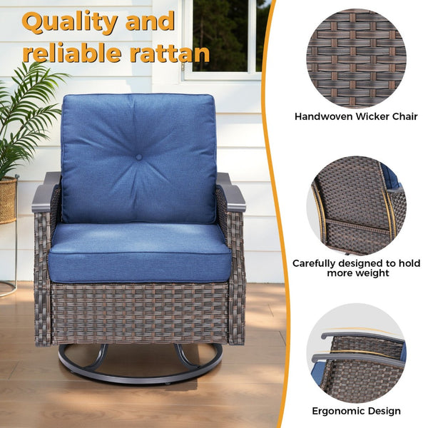 English Elm Outdoor Wicker Swivel Glider Chair Set Pe Woven Steel Frame Patio Seating Pair T3773P419699