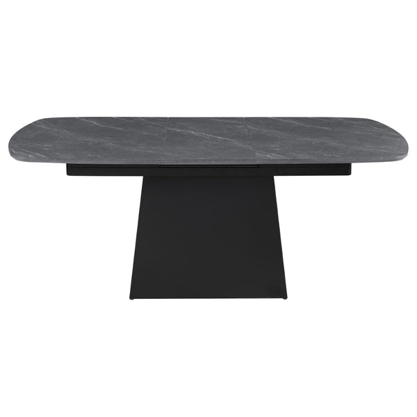 English Elm Idlewild Faux Marble Extendable Dining Table with Sculptural Pedestal Base for Modern Spaces B062S01650