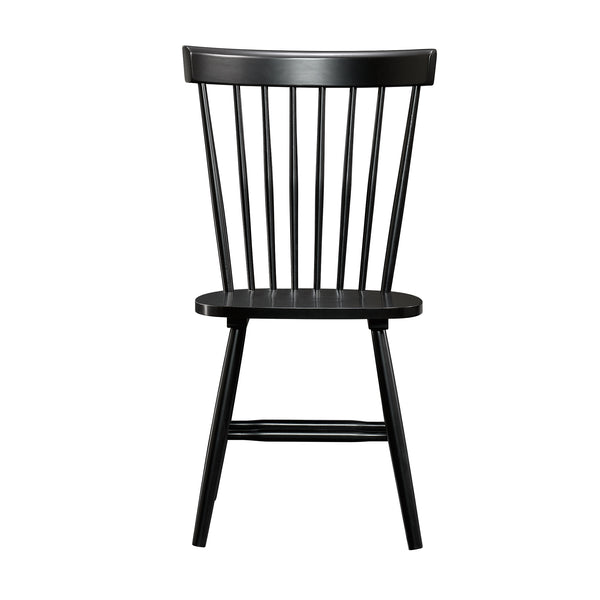 English Elm Spindle Spindle Back Chair Set of 2 in Black — Durable Wooden Dining Chairs, Comfortable Seats, Versatile Decor B356P367963