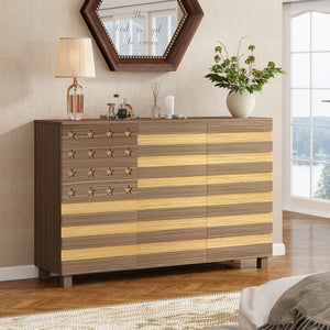 English Elm 55"Buffet Hand-Carved Sideboard Cabinet with 2 Drawers 3 Doors Adjustable Shelves Coffee Bar Console W2977P294070