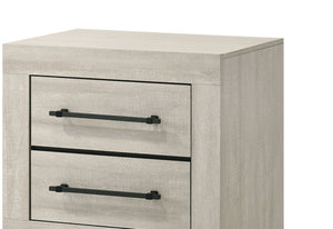 English Elm Light Gray Contemporary Nightstand Solid Rubberwood Dovetail Drawer Bedroom Storage B2741P431082