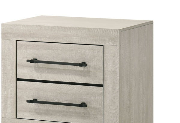 English Elm Light Gray Contemporary Nightstand Solid Rubberwood Dovetail Drawer Bedroom Storage B2741P431082