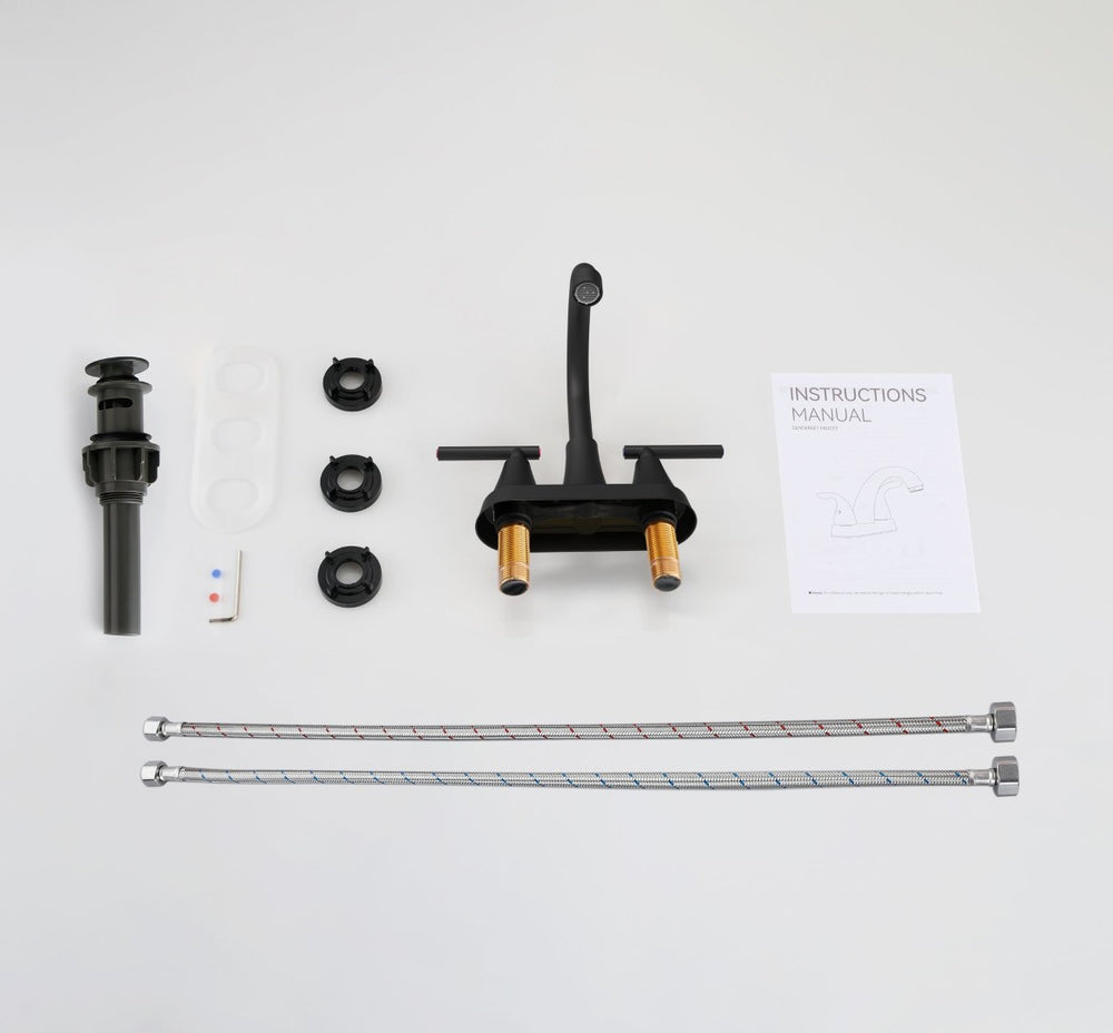 English Elm Bathroom Widespread Two Handle Faucet with Supply Lines and Pop up Drain Included Matt Black B2724P499388