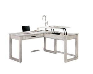 English Elm Transitional Corner Computer Desk Antique White with Lift-Top, USB Ports, Power Outlets, Drawer - Spacious ergonomic workspace for home office B2741P341679