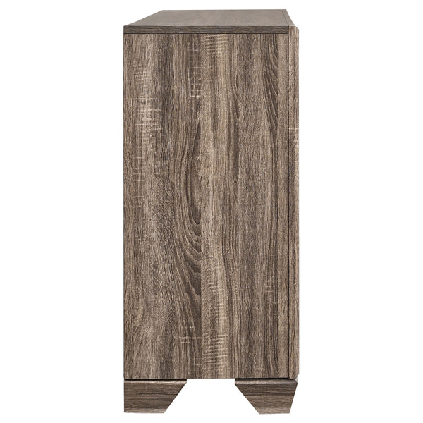 English Elm Harrison Mid-Century 6-Drawer Dresser in Dark Cocoa Finish with Tapered Legs, Sleek Black-Trim Accents taupe B062P378458