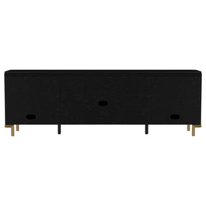 English Elm Benson Wide Rattan Door Media Console with Aged Brass Legs for Modern Living Rooms Black B062P440120