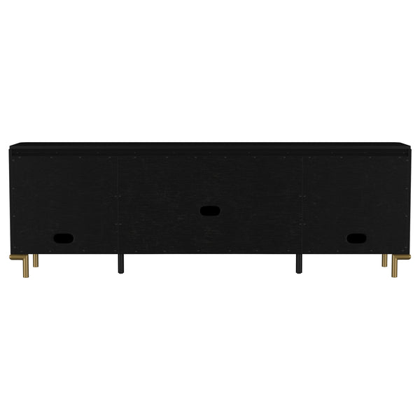 English Elm Benson Wide Rattan Door Media Console with Aged Brass Legs for Modern Living Rooms Black B062P440120