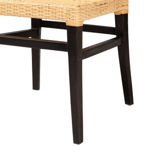 English Elm Mid-century Modern Solid Wood Woven Rattan Dining Chair for Organic Warm Interiors B2750P420429