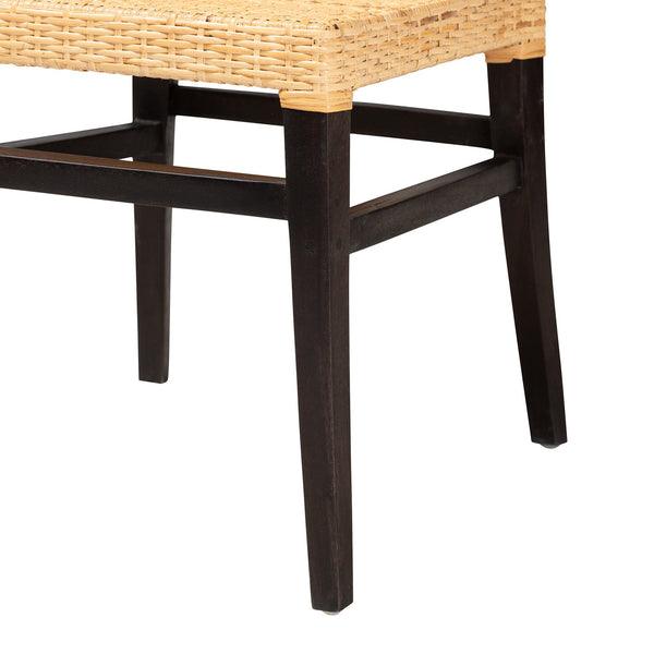 English Elm Mid-century Modern Solid Wood Woven Rattan Dining Chair for Organic Warm Interiors B2750P420429