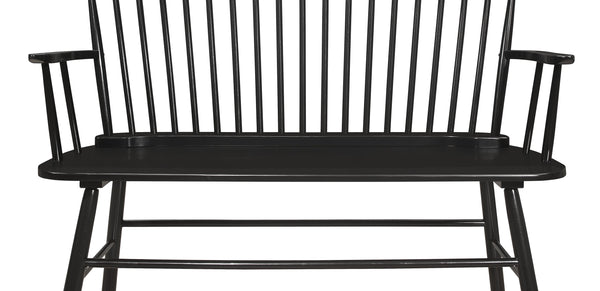 English Elm 1pc Vintage Farmhouse Spindle Back Bench 48" Rustic Wooden Entryway Seat for Cozy Homes and Halls Black 52 L x 23 W x 15 H B011P284204