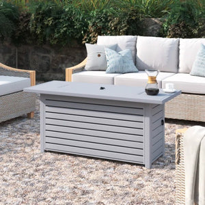 English Elm Steel 58" Rectangular Propane/Natural Gas Fire Pit Table with Lid, 8-Hour Burn, Cover Included B120P198411