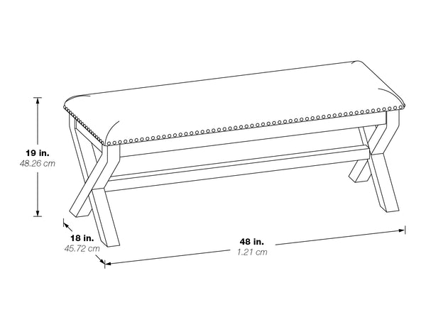 OSP Home Furnishings Monte Carlo Bench Linen, Dark Walnut base