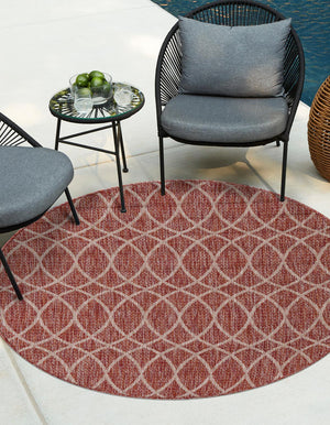 Unique Loom Outdoor Trellis Gitter Machine Made Trellis Rug Rust Red, Ivory 10' 0" x 10' 0"