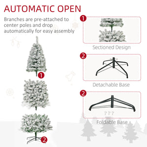 English Elm Homcom 9Ft Snow-Flocked Slim Douglas Fir Tree With 550 Led Lights - Realistic, Low-Maintenance Decor W2225P229809