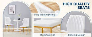 English Elm Luxury White Pu Dining Chair Set Of 4 - Modern High Resilience Seating With Gold Metal Legs & Style W1151P282689