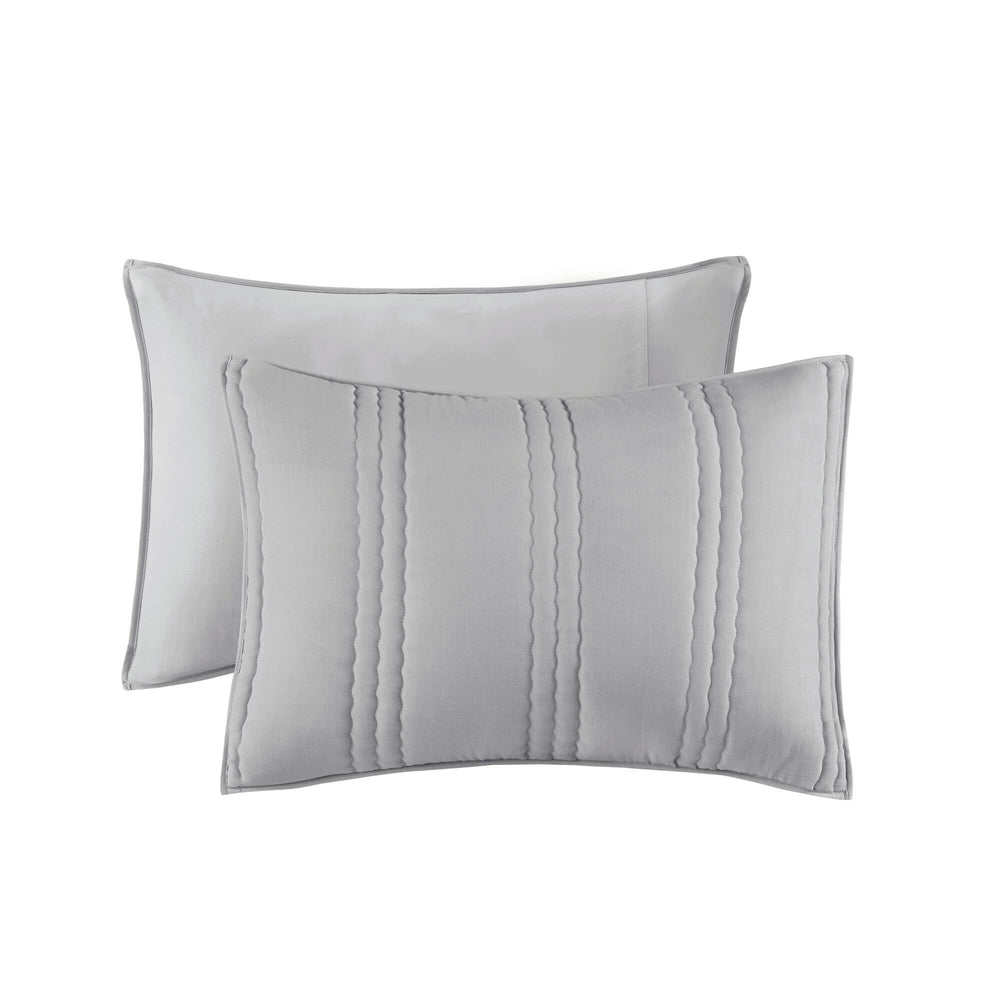 English Elm 3 Pcs King/Cal King Quilt Set - Soft Gray Poly Gauze, Antimicrobial, Lightweight & Easy Care! B035P319904