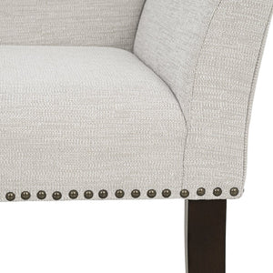 JLA Home Madison Park - 49.5" Welburn Upholstered Bench with Low Back, Nailhead Trim & Wood Legs for Entryway Seating Cream MP105-1272
