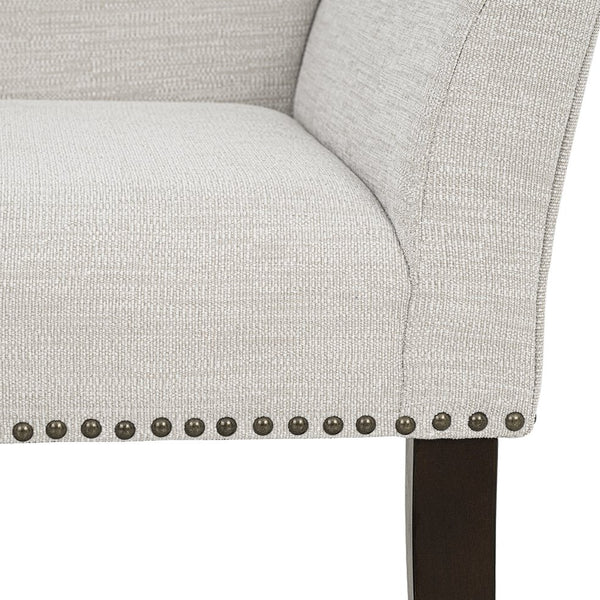 JLA Home Madison Park - 49.5" Welburn Upholstered Bench with Low Back, Nailhead Trim & Wood Legs for Entryway Seating Cream MP105-1272