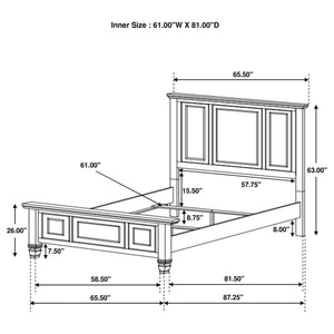 English Elm Copper White Wood Queen Panel Bed with Slatted Venting, Sturdy Asian Hardwood Frame, Timeless Finish B062S00663