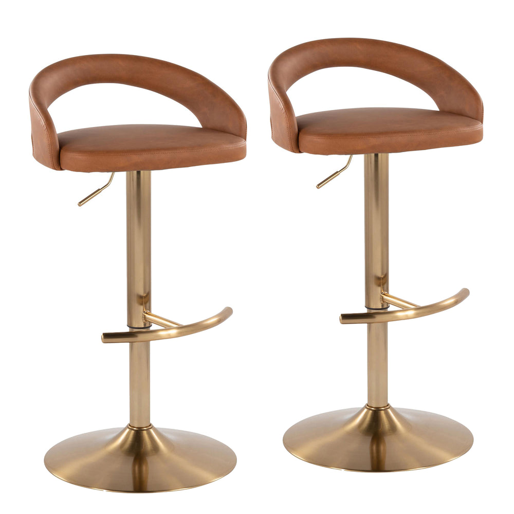 English Elm Adjustable Swivel Barstools Set of Two with Chrome Base Mid-century Kitchen Counter Seating Camel B202S01978