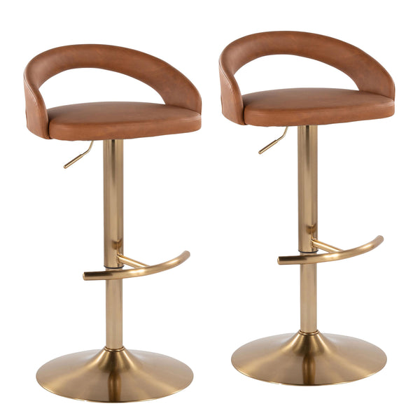 English Elm Adjustable Swivel Barstools Set of Two with Chrome Base Mid-century Kitchen Counter Seating Camel B202S01978