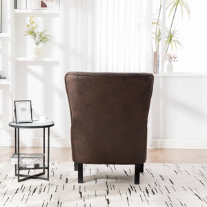 English Elm 28"w Pu Leather Wingback Accent Chair Retro High Back Seat with Rubberwood Legs W3188P397139