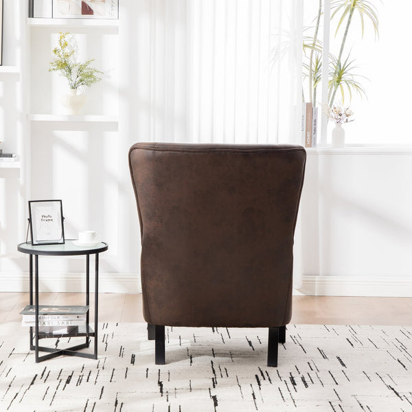 English Elm 28"w Pu Leather Wingback Accent Chair Retro High Back Seat with Rubberwood Legs W3188P397139