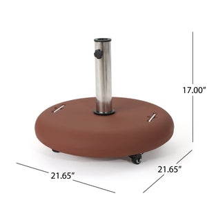 English Elm Wheelie Concrete Outdoor Umbrella Base with Locking Casters for Patio Stability Terracotta 60454.00RED