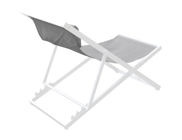 English Elm Velian Foldable Outdoor Patio Aluminum Deck Chair with Gray Textilene Sling & Padded Headrest, UV Resistant B2736P354390